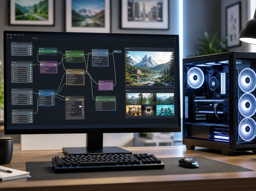 Local Stable Diffusion workflow with ComfyUI on a creator workstation
