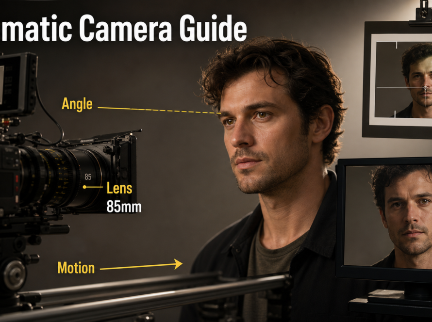 Cinematic close-up workflow showing camera angle lens and motion