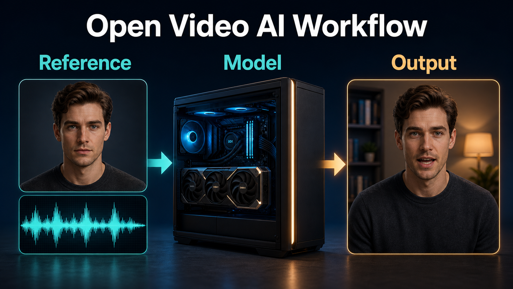 Audio-driven HunyuanVideo-Avatar workflow from reference and model to talking-video output