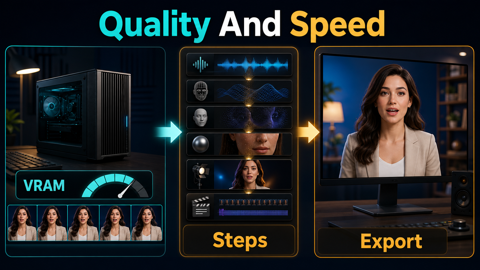 Local avatar rendering comparison for VRAM inference steps and final video export