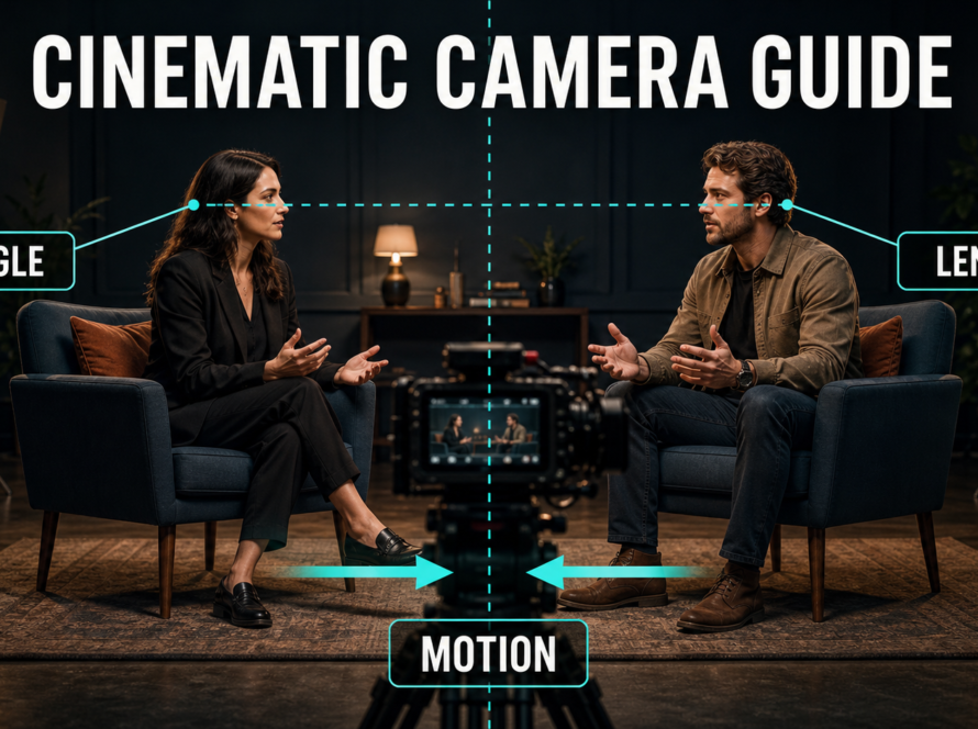 Balanced two-shot film set showing camera angle lens and shared motion