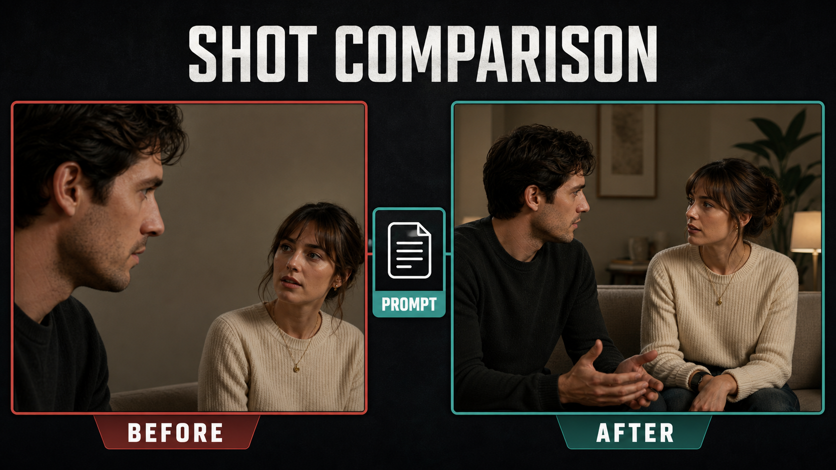 Before and after comparison of cramped and balanced two-shot composition