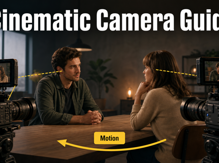 Film set showing two cameras covering a shot-reverse-shot conversation