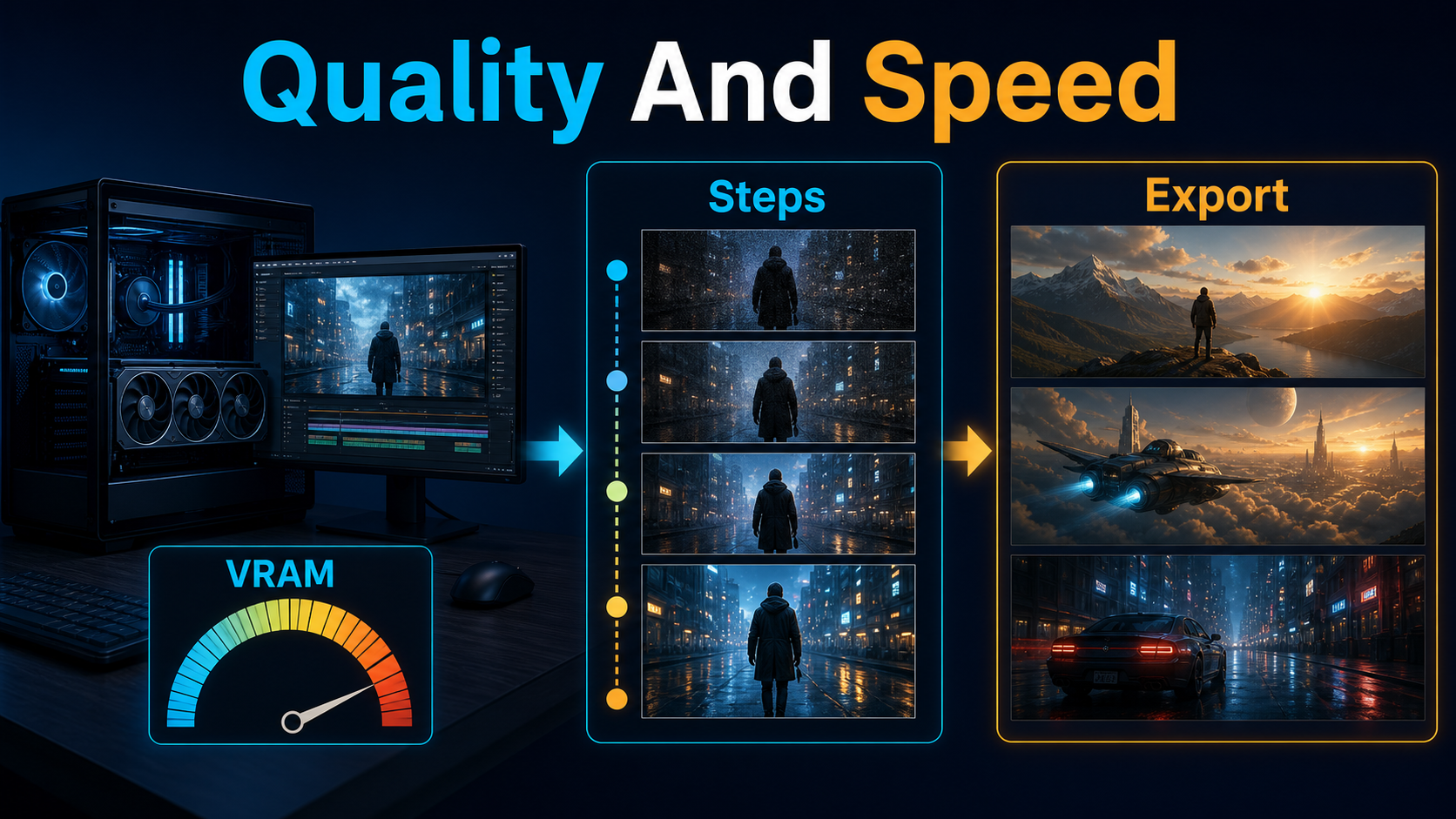 Local UCPE quality and speed planning for VRAM preview steps and export