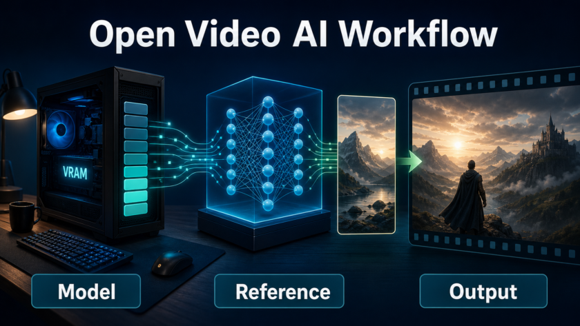 Low-VRAM open video AI workflow from local model and reference to output