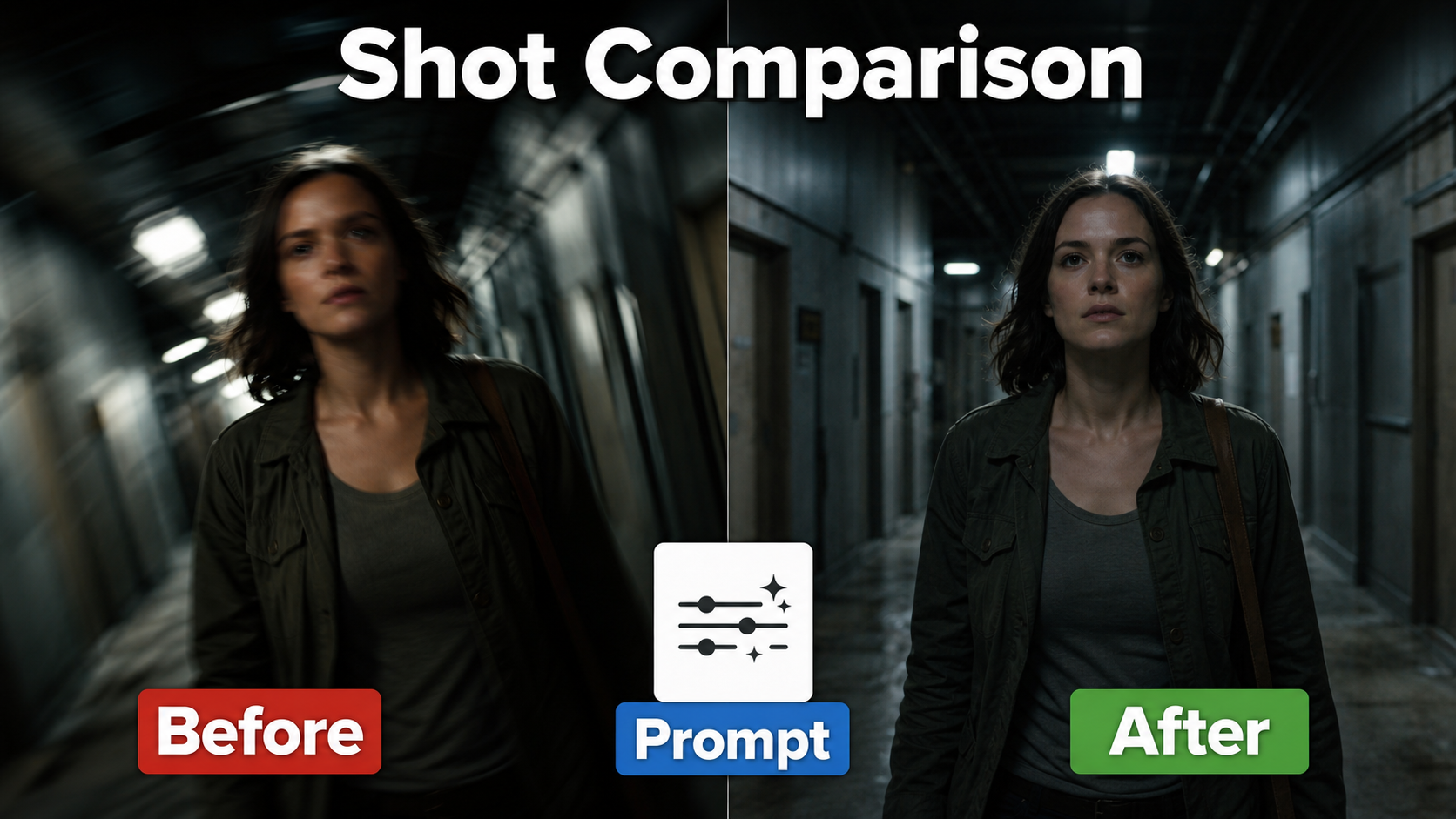 Before and after comparison of chaotic shake and controlled handheld motion