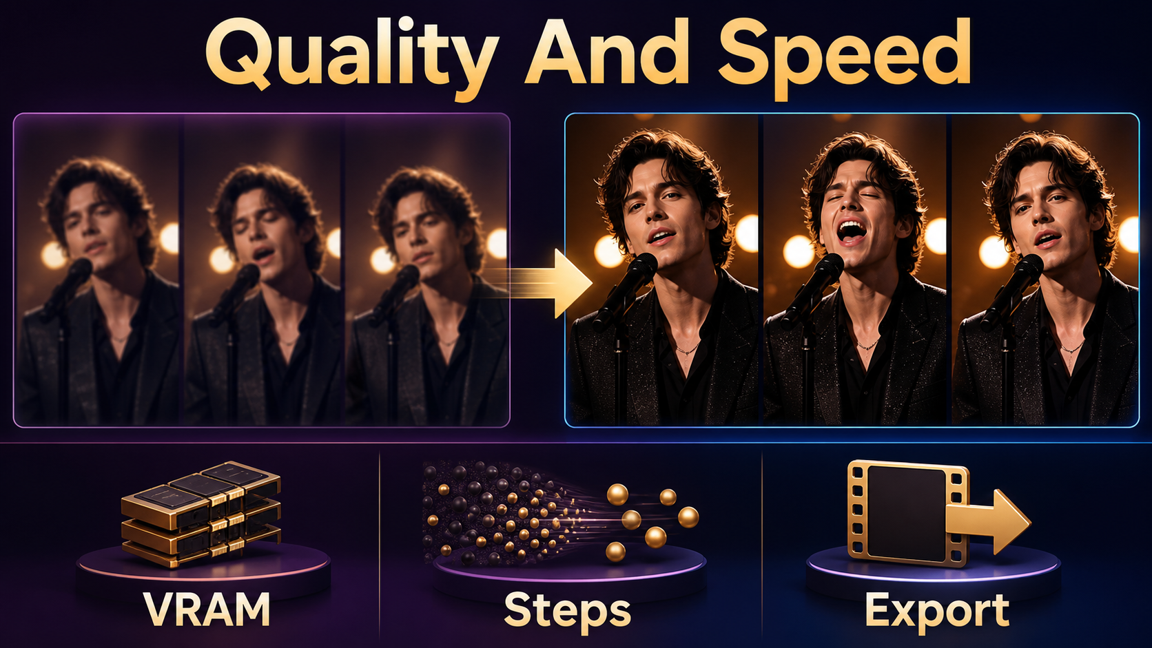 Wan2.2 S2V preview and final comparison with VRAM steps and export